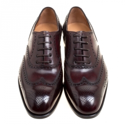 Salvatore Ferragamo Special Edition Wine Brogue Leather Trieste Oxfords Size 44