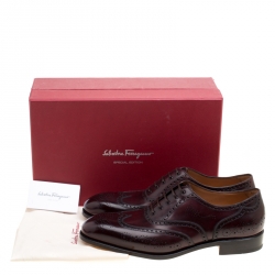 Salvatore Ferragamo Special Edition Wine Brogue Leather Trieste Oxfords Size 44