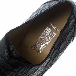 Pre Owned Salvatore Ferragamo Black Crocodile Leather Nordland Derby Size 45