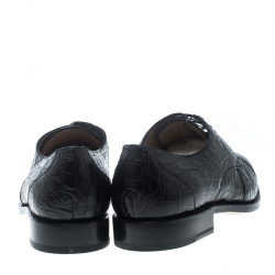 Pre Owned Salvatore Ferragamo Black Crocodile Leather Nordland Derby Size 45