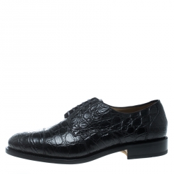 Pre Owned Salvatore Ferragamo Black Crocodile Leather Nordland Derby Size 45
