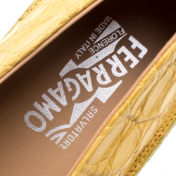 مملوكة مسبقًا حذاء إسبادريل سالافتوري فيراغامو لامبدوسا جلد تمساح بني فاتح مقاس 43.5