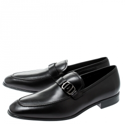 Pre Owned Salvatore Ferragamo Black Leather Rain Lux Loafers Size 42.5