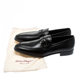 Pre Owned Salvatore Ferragamo Black Leather Rain Lux Loafers Size 42.5
