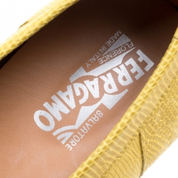 Pre Owned حذاء لوفرز سالفاتوري فيراغامو سارديغنا جلد سحالي أصفر مقاس 44