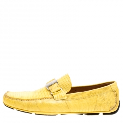 Pre Owned حذاء لوفرز سالفاتوري فيراغامو سارديغنا جلد سحالي أصفر مقاس 44