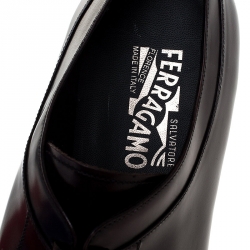 Pre Owned Salvatore Ferragamo Brown Leather Lanier Derby Size 44.5