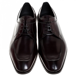 Pre Owned Salvatore Ferragamo Brown Leather Lanier Derby Size 44.5