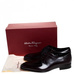 Pre Owned Salvatore Ferragamo Brown Leather Lanier Derby Size 44.5