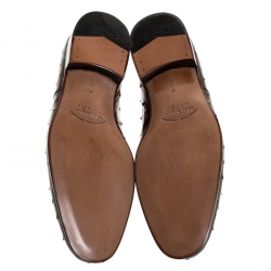 Salvatore Ferragamo Brown Ostrich Leather Gris Lace Up Oxfords Size 44