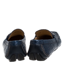 Pre Owned Salvatore Ferragamo Blue Croc Leather Parigi Loafers Size 44