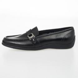 Pre Owned Salvatore Ferragamo Black Leather Drivers Size 39