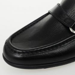 Pre Owned Salvatore Ferragamo Black Leather Drivers Size 39