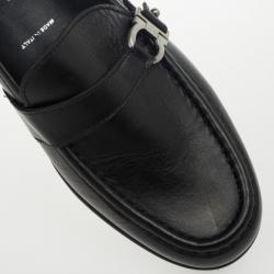 Pre Owned Salvatore Ferragamo Black Leather Drivers Size 39