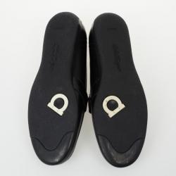 Pre Owned Salvatore Ferragamo Black Leather Drivers Size 39