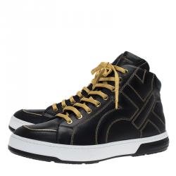 Salvatore Ferragamo Black Leather Gancini Nicky High Top Sneakers Size 41.5