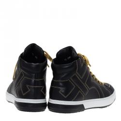 Salvatore Ferragamo Black Leather Gancini Nicky High Top Sneakers Size 41.5