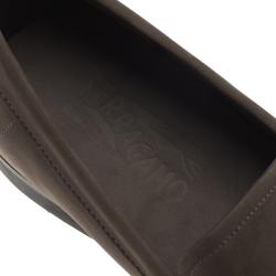 Pre Owned Salvatore Ferragamo Grey Nubuck Maurice Gancio Bit Loafers Size 42.5