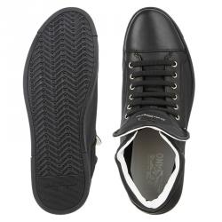Salvatore Ferragamo Black Leather Stephen 2 High Top Sneakers Size 42.5