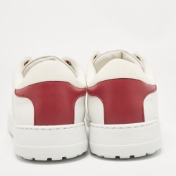 Salvatore Ferragamo White/Red Leather Liberty Low Top Sneakers Size 41.5