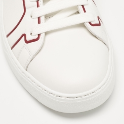 Salvatore Ferragamo White/Red Leather Liberty Low Top Sneakers Size 41.5
