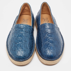 Pre Owned Salvatore Ferragamo Blue Crocodile Lampedusa Espadrilles Size 42.5