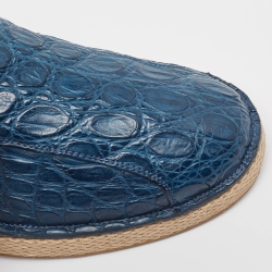 Pre Owned Salvatore Ferragamo Blue Crocodile Lampedusa Espadrilles Size 42.5