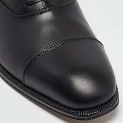 Pre Owned Salvatore Ferragamo Black Leather Luce Divis Oxfords Size 39.5