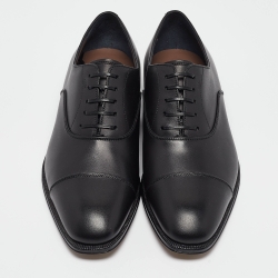 Pre Owned Salvatore Ferragamo Black Leather Luce Divis Oxfords Size 39.5