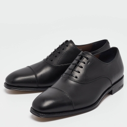Pre Owned Salvatore Ferragamo Black Leather Luce Divis Oxfords Size 39.5