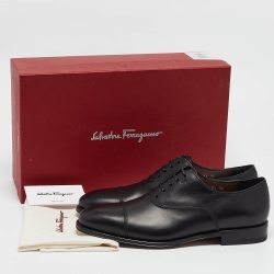 Pre Owned Salvatore Ferragamo Black Leather Luce Divis Oxfords Size 39.5
