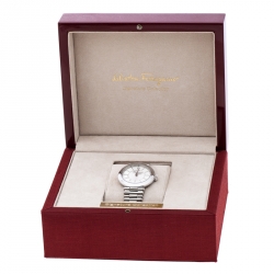 Pre Owned Salvatore Ferragamo Silver Stainless Steel FIN040015 Men's Wristwatch 36 mm