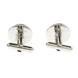 Pre Owned Salvatore Ferragamo Gancino Silver Tone Circular Cufflinks