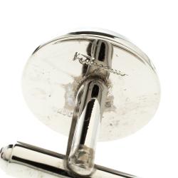 Pre Owned Salvatore Ferragamo Gancino Silver Tone Circular Cufflinks