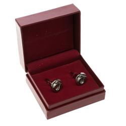Pre Owned Salvatore Ferragamo Gancino Silver Tone Circular Cufflinks