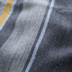 Pre Owned Salvatore Ferragamo Grey Striped Wool and Silk Fringed Edge Muffler