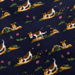 Pre Owned Salvatore Ferragamo Navy Blue Dog Printed Silk Tie