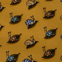 Pre Owned Salvatore Ferragamo Yellow Snail Printed Silk Tie
