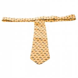 Pre Owned Salvatore Ferragamo Yellow Snail Printed Silk Tie