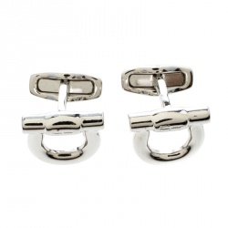 Pre Owned Salvatore Ferragamo Gancini Silver Tone Cufflinks