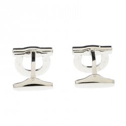Pre Owned Salvatore Ferragamo Gancini Silver Tone Cufflinks