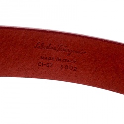 Pre Owned Salvatore Ferragamo Dark Orange Leather Belt 115cm