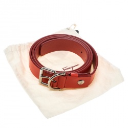 Pre Owned Salvatore Ferragamo Dark Orange Leather Belt 115cm