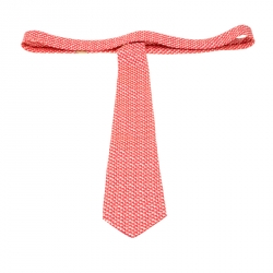 Pre Owned Salvatore Ferragamo Pink Abstract Mini Square Print Tie