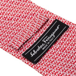 Pre Owned Salvatore Ferragamo Red Clover Printed Silk Tie