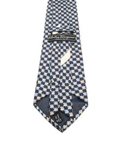 Pre Owned Salvatore Ferragamo Navy Blue Dog Silk Print Tie