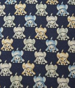 Pre Owned Salvatore Ferragamo Navy Blue Dog Silk Print Tie
