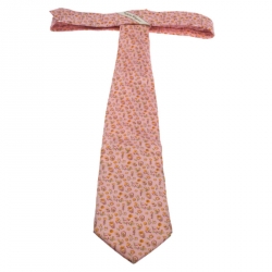 Pre Owned Salvatore Ferragamo Pink Floral Print Silk Tie