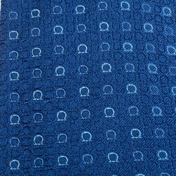 Pre Owned Salvatore Ferragamo Blue Gancini Jacquard Silk Tie