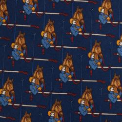 Pre Owned Salvatore Ferragamo Blue Silk Archival Horse Tie